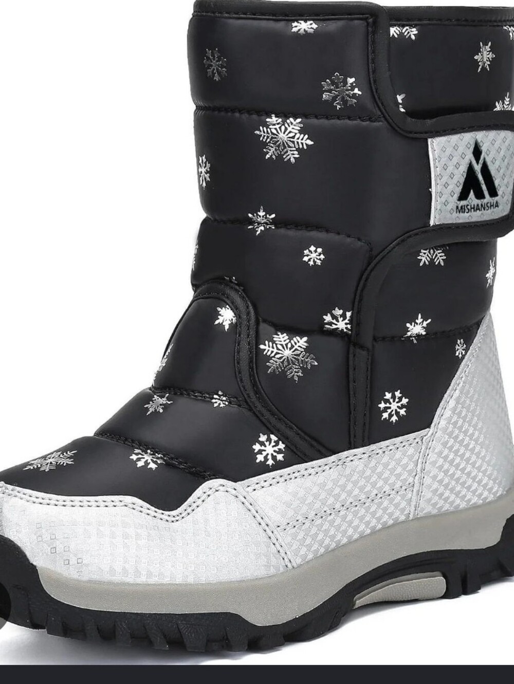 Mishansha Kids Black & Silver Snow Boots Size 10.5